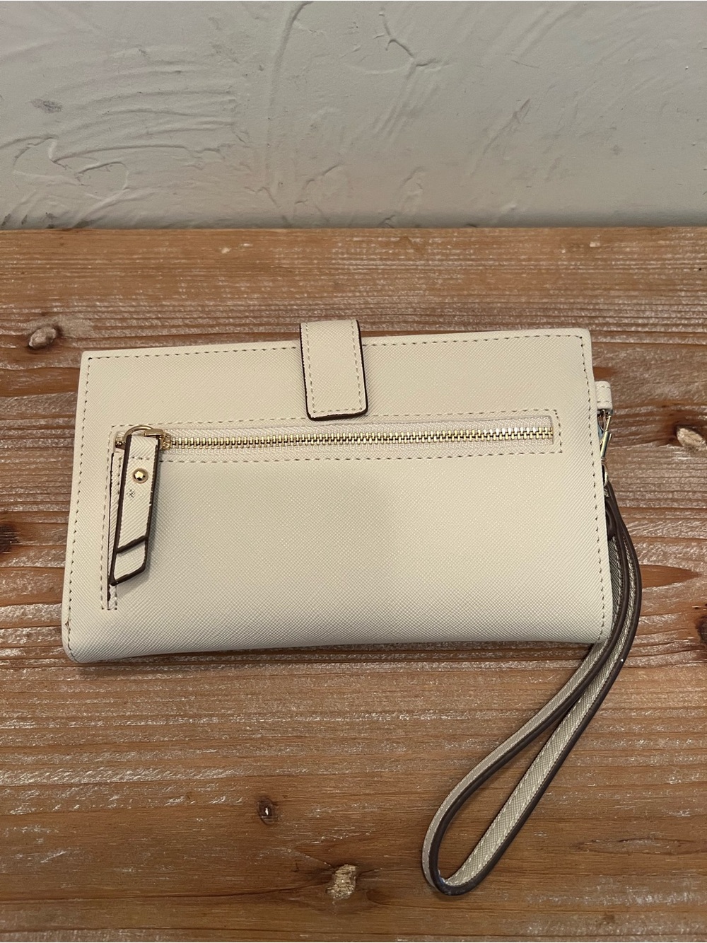 Anne Klein Cream Wristlet Clutch with Gold Hardware - Picture 2 of 8